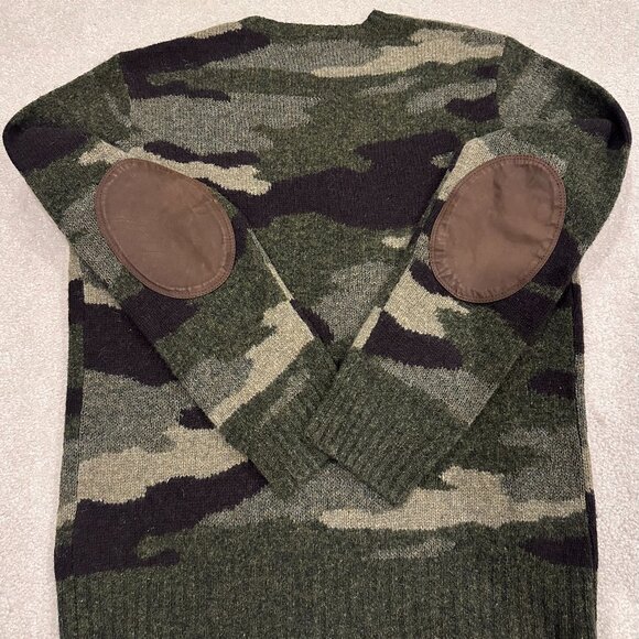 NEW $265 Polo Ralph Lauren Wool Merino Camo Leather Patch J Crew Sweater M NWOT - Picture 3 of 7